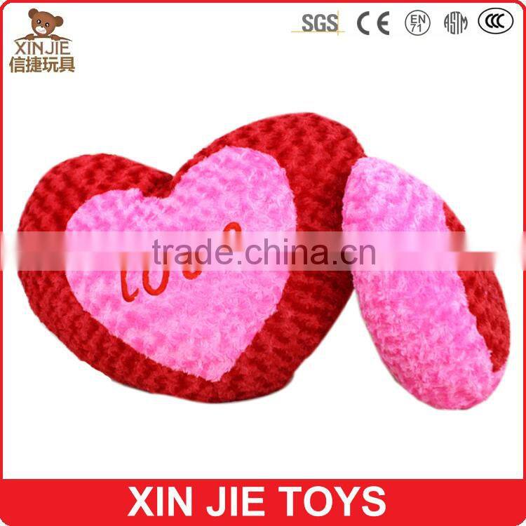 hot sale red plush love heart shape embroidered pillow and cushion