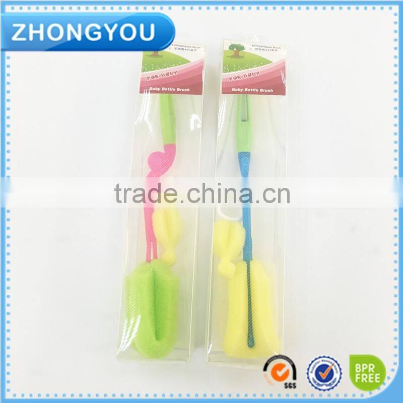 sponge bottle cleaning brush with plstic handle