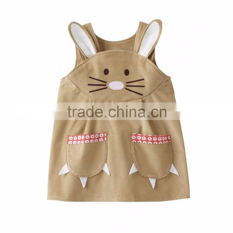 (CD928#GREY )2-6Y 2016 high quality latest design children dress cat applique for corduroy dress