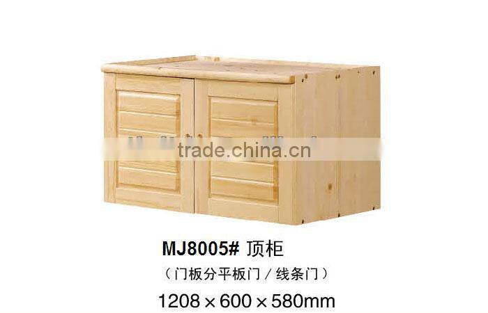 Durable imported all solid pine wood two-door top part wardrobe finished in natural wood color