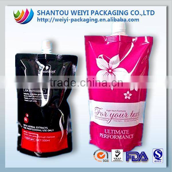 Biodegradable aluminum foil doypack stand up liquid spout pouch for soap body cream