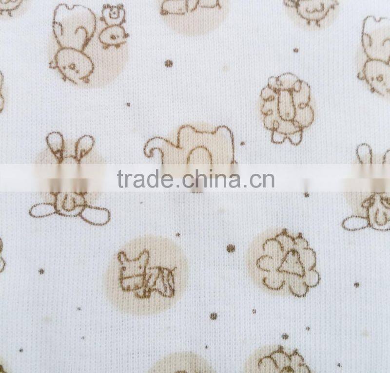 100% cotton 40 Rib 1*1 - Printted Fabric - Cream