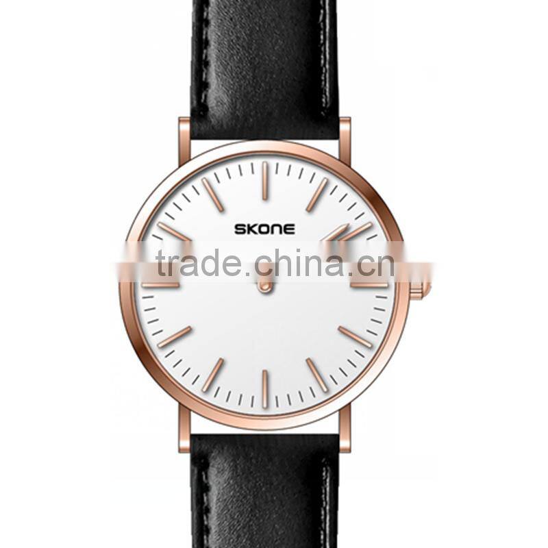 SKONE 9451 Vogue rose gold men watch manufacturer leather watch men 2016