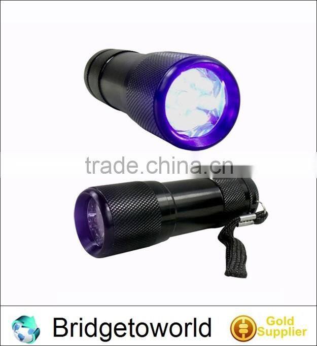 9 LED UV aluminum pocket flashlight