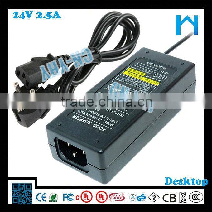 ac 110 240v 50 60hz 24v 2.5a 60w ac dc wall mounted power adaptor