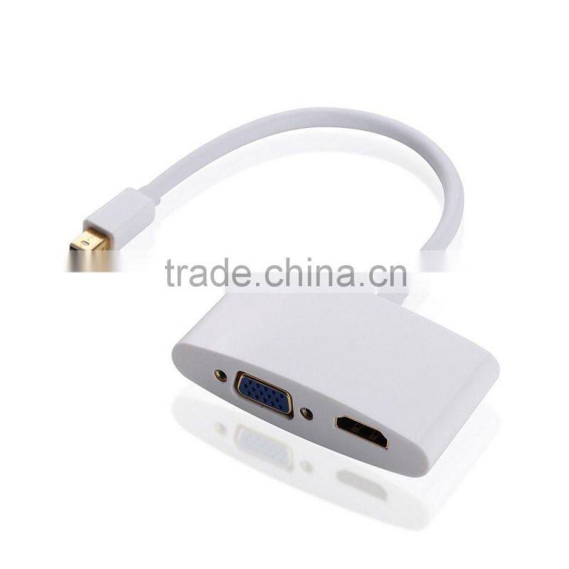 Mini DP Mini Displayport to VGA + HDMI Female 2 in 1 adapter for MAC Thunderbolt