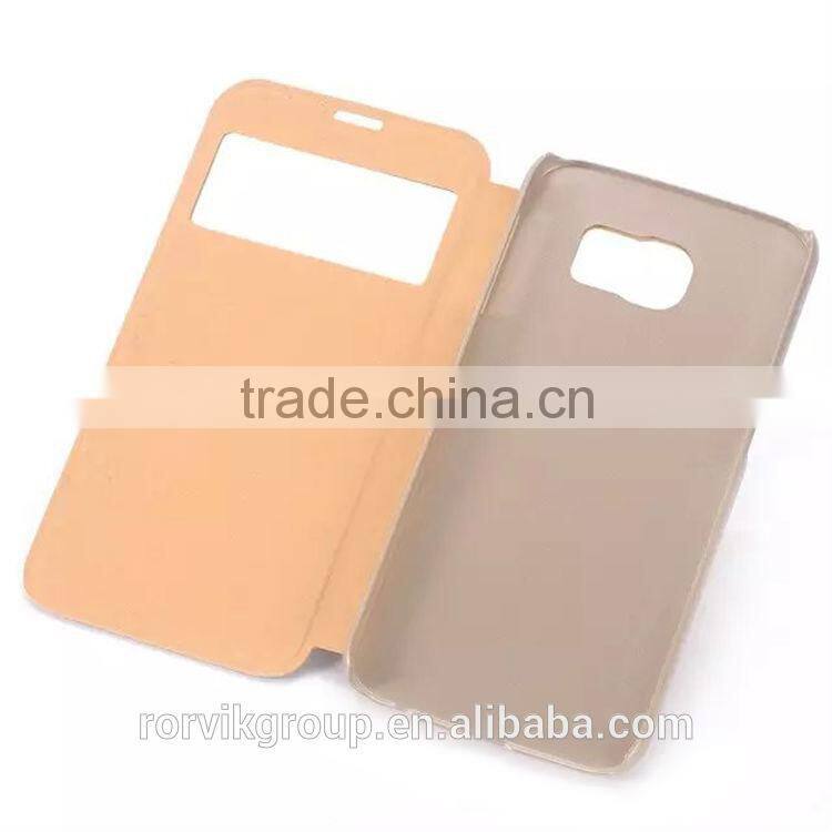 For samsung galaxy S6 window view PU leather case