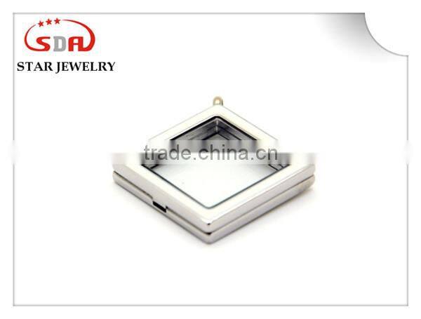 Stainless steel magnetic living floating locket pendant silver with crystals Charm Magnetic Glass Frame Necklace supplier