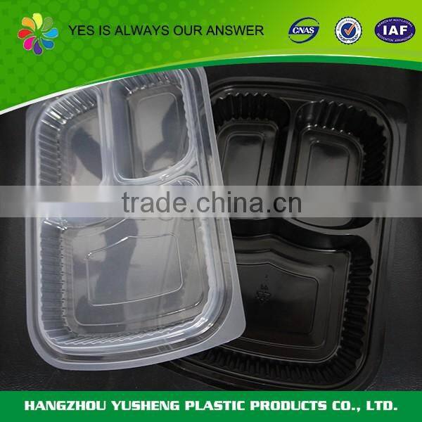 Transparent disposable compartment food container,fast food takeaway food container