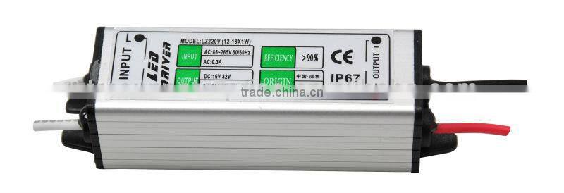 17w 300mA led driver constant current waterproof 12-18x1w