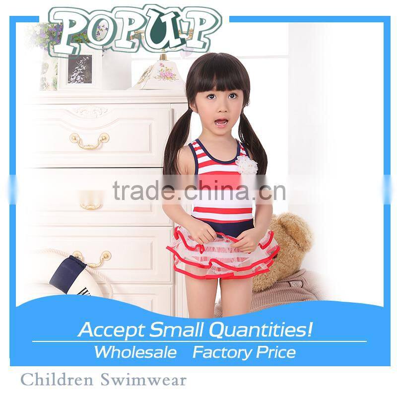 One Piece Stripe Baby Girl Lace Swimwear