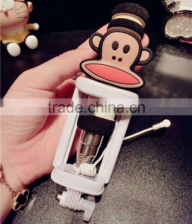 2015 Hot Sell Mini Wired All In One Selfie Stick Handheld Extendable Fold Selfie Stick Holder For Cell Phone