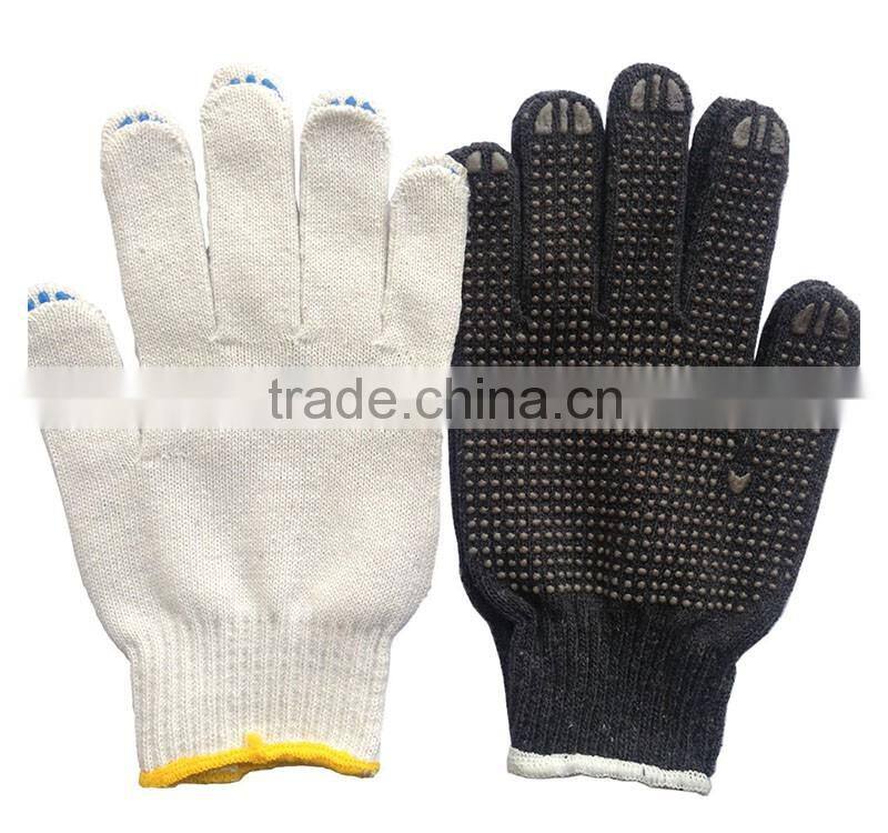cheap mens pvc dotted white cotton work gloves