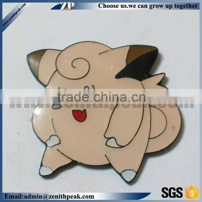 custom cheap metal badge with 3D young baseball player image with butterfly clasp