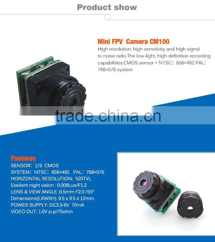 1/3 CMOS Sensor HD 0.008Lux FPV 520TVL mini Camera