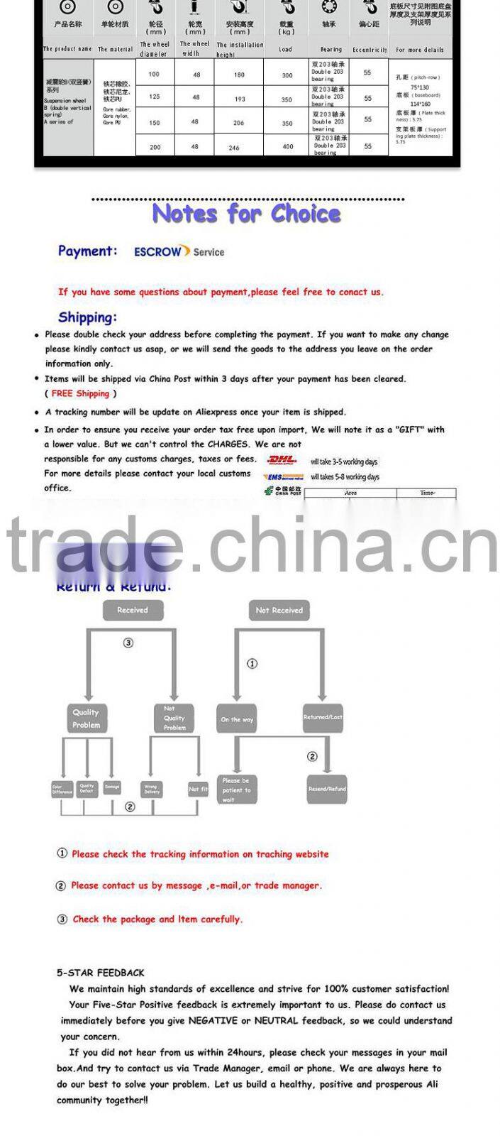 Factory supply 8 inches fixed spring Shock absorption caster wheel