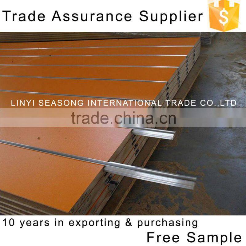 1220*2440*15mm blue melamine slot wall board with aluminium bar