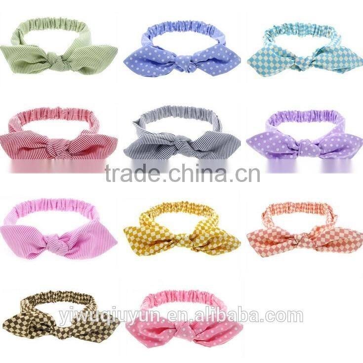 Baby Bohemia Elastic Stamp Bow Hairband Print Flower Bowknot Headband Turban Rabbit Knot Headdress Hair Accessories