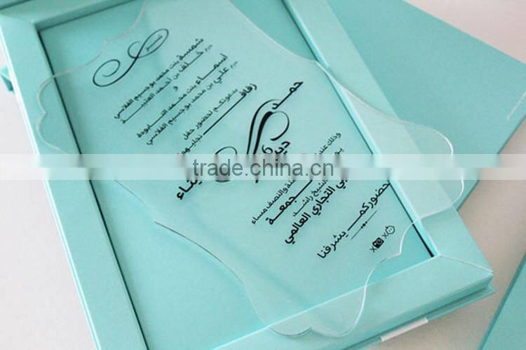 Customized size&clour handmade acrylic invitation card for wedding