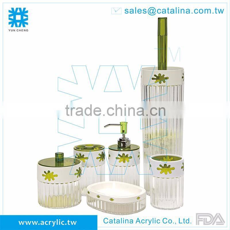 Taiwan Manufacturer High Quality Soap Dispenser Dish Holder Toothbrush Cotton Jar Lotion Water Tumbler Acrylic Bathroom Supplies