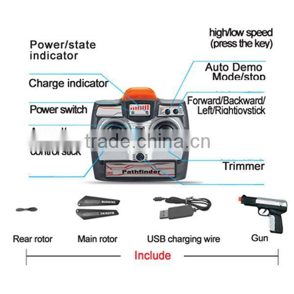 3.5 channel infrared shooting rc helicopter with gyro & gun