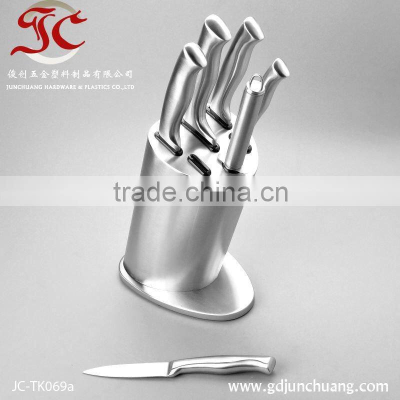 Promotional stainless steel hollow handle knife set with block