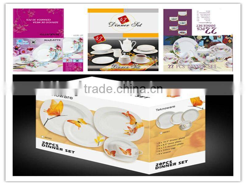 Ceramic dinnerware with simple design for Hotel porcelain dinnerware item square porcelain crockery dinner sets