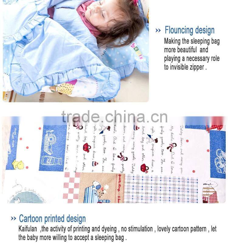 100% cotton Infant Kindergarten anti kicking sleeping bag quilt for four seasons detachable and washable pink teddy bear