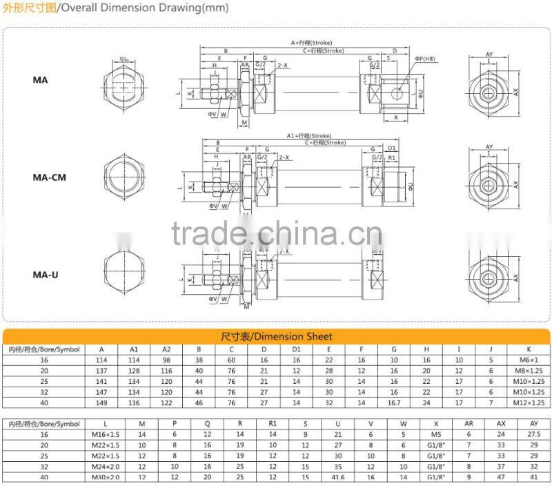 MA25*50 stainless steel electric mini cylinder