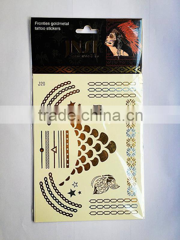 New design custom body temporary sticker gold foil tattoo