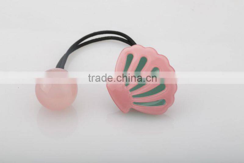 Custom kids girls fashion hair elatic rubber band korea colorful metal free soft elatic hair band with plastic bead and shell