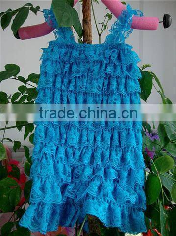 Lace hem hot pink black rompers jumpsuits wholesale baby lace romper solid ruffle petti romper posh girls lace romper for kids