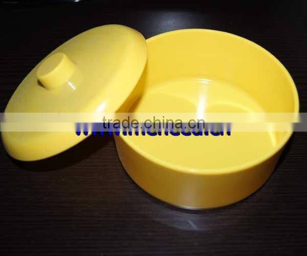 Hot sale round shape 4 sections colorful rice bowl, unbreakable solid color plastic lunch box