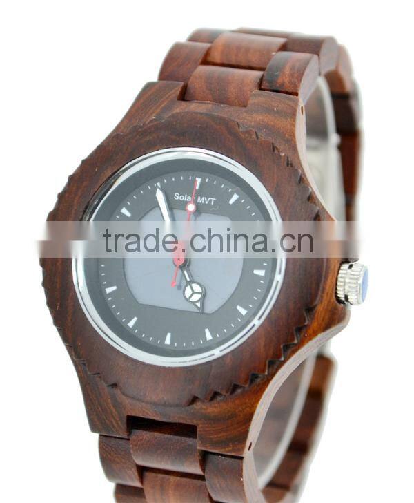 Hot sell Fashion wooden solar wrist watch