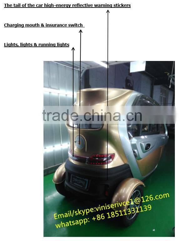 Three wheel electric automobile fully closed electric car for the elderly electric scooter