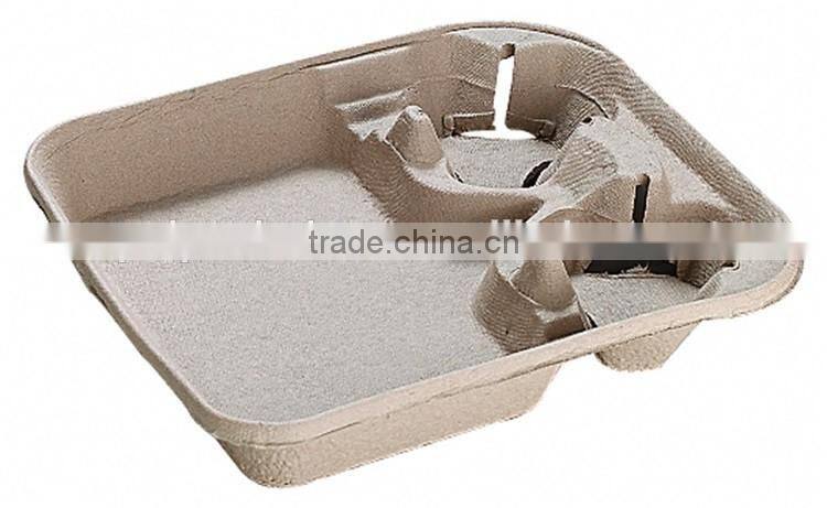 Custom water-proof four pulp mold coffee cup tray