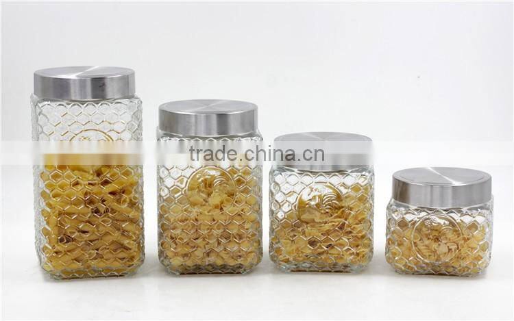 square shape glass canister jars