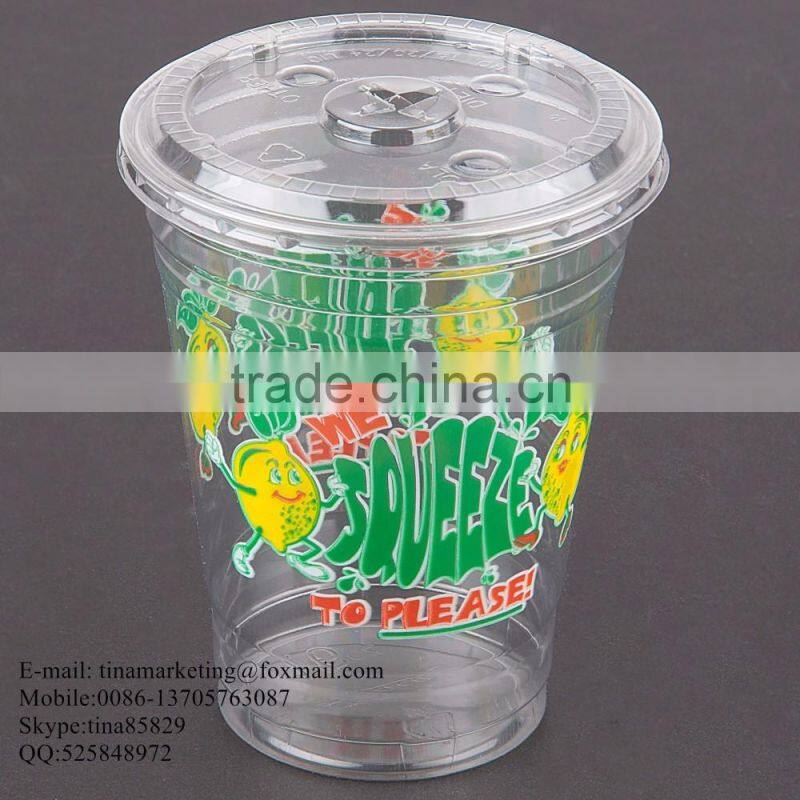 Clear Flat PS Material Lid for 16/20/24 oz. Plastic Lemonade Cup