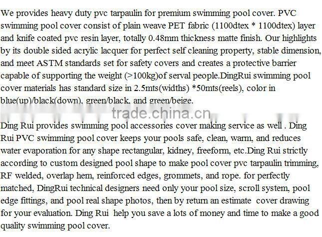 Good Waterproofness Poly Vinyl Swimming Pool Cover, high tensile pvc pool covering