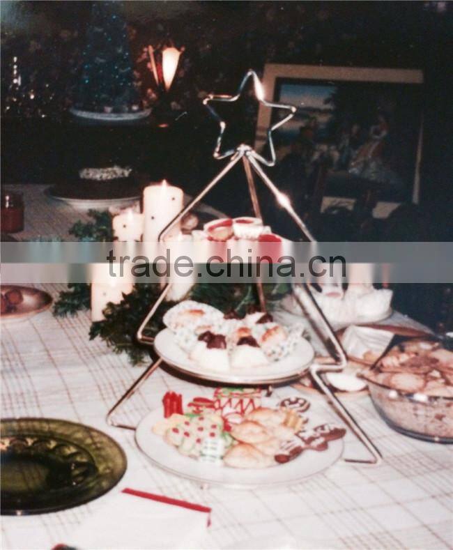 3 Tiered Brushed Metal Tree & Star Buffet Display Rack Stand Server Holder