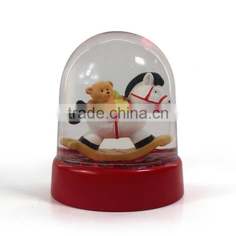 2015 custom plastic snowball with resin figurine