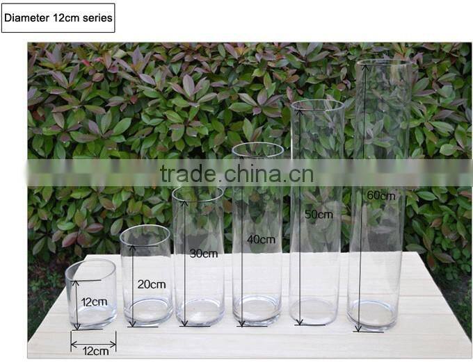 Cylindrical straight hydroponic glass containers transparent glass vase