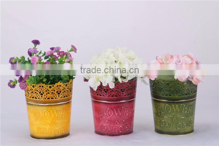 Galvanized artificial flower pot metal bouquet