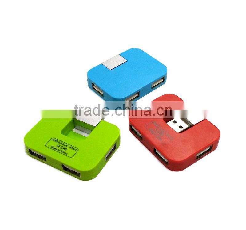 portable fashional square shape cute 4 port usb hub
