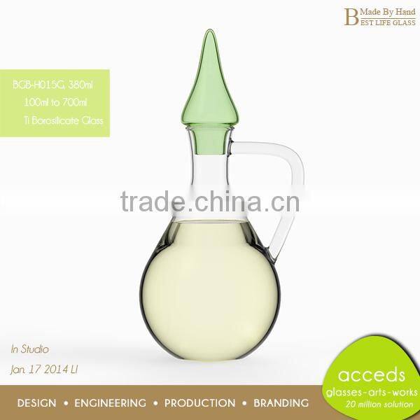 Lead Free Hand Blown Glass Oil & Vinegar Bottle