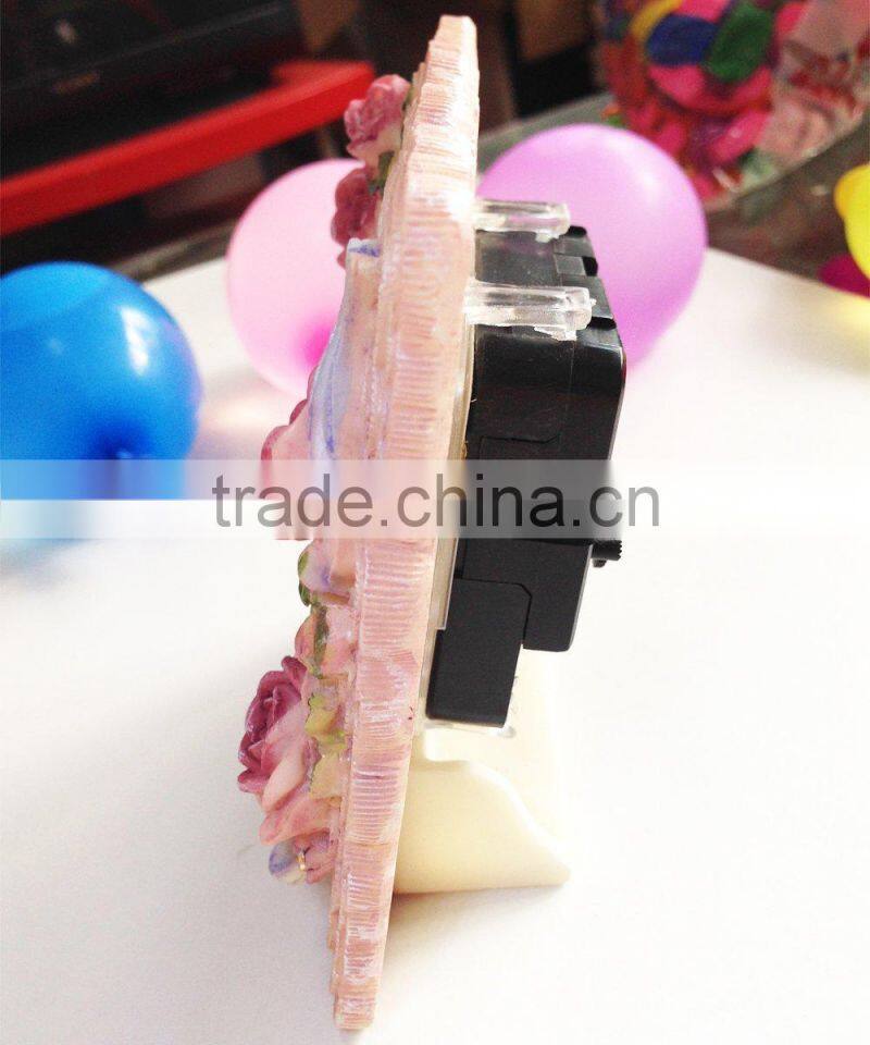 resin Petite Floral rose Alarm Clock/table alarm clock/rose desk clock