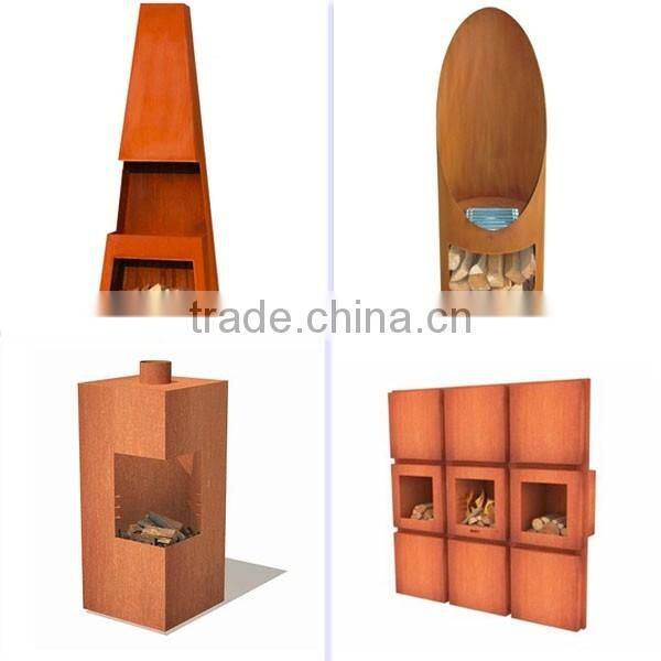 FO-9F06 Square Large Corten Steel Fire pits For Outdoor Decoration