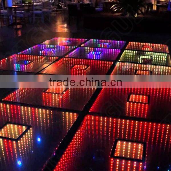 2017 illuminated rgb color changing 3D mirror dance floors