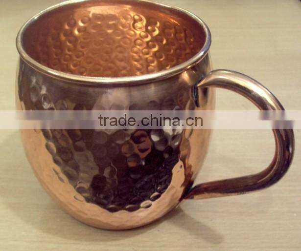 AMAZON BEST SELLING FDA APPROVED 470 ML 100% PURE COPPER BARREL HAMMERED MOSCOW MULE MUG