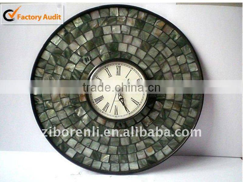 Home Decoration Casual Style Colored Glass Round Shape Wall Antique Clock